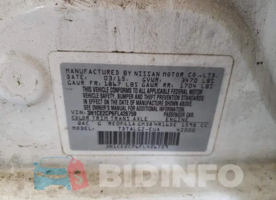 3N1CE2CP6FL426759 Photo# 13