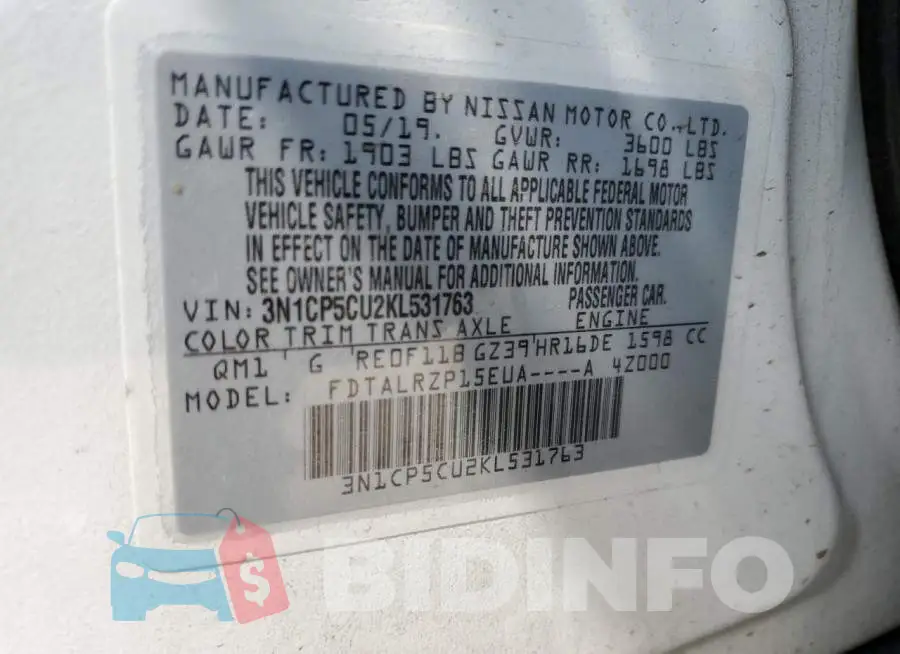 3N1CP5CU2KL531763 Photo# 13