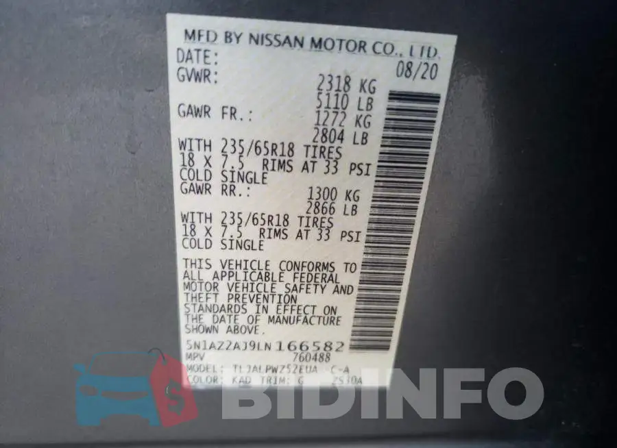 5N1AZ2AJ9LN166582 Photo# 13