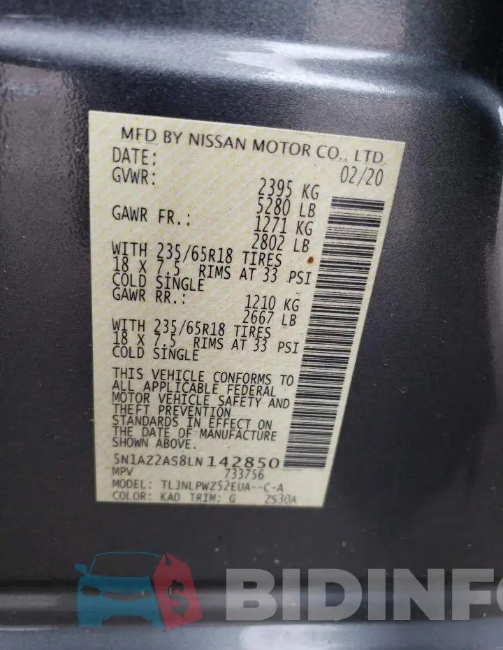 5N1AZ2AS8LN142850 Photo# 12