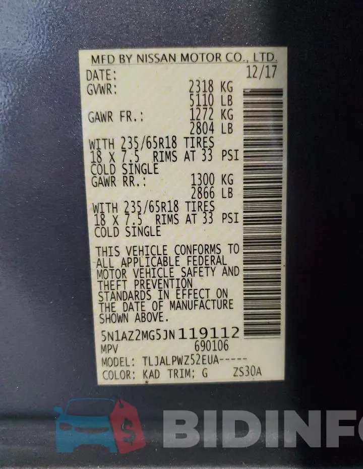 5N1AZ2MG5JN119112 Photo# 13