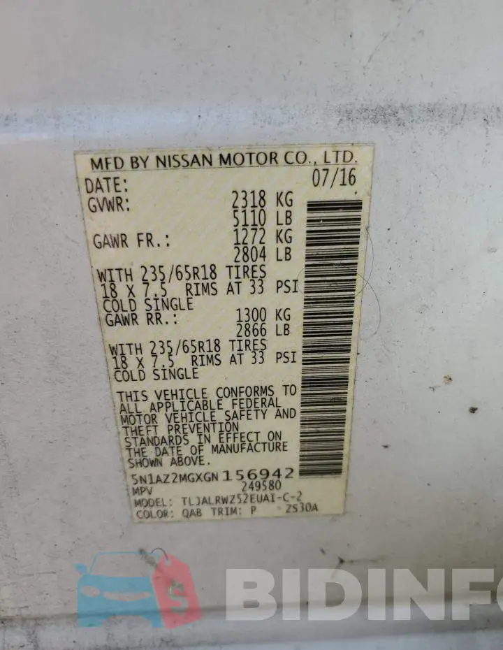 5N1AZ2MGXGN156942 Photo# 13