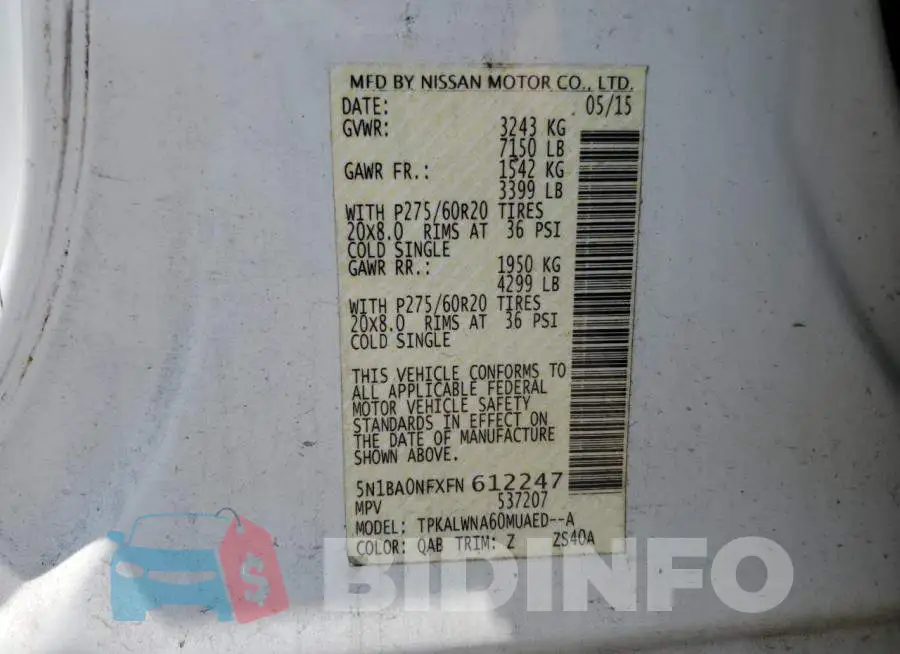 5N1BA0NFXFN612247 Photo# 13