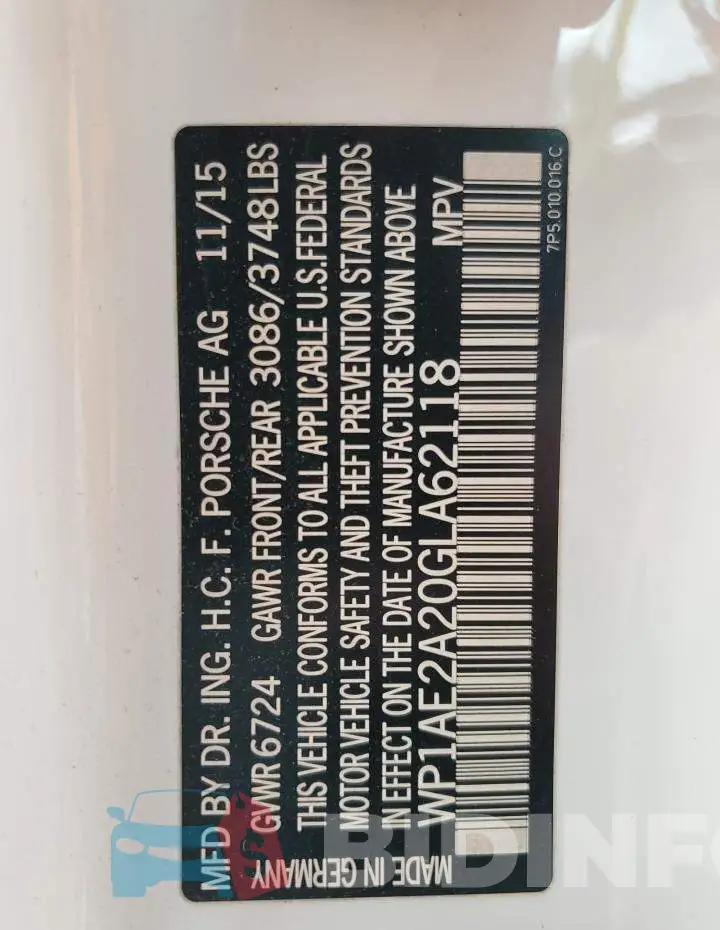 WP1AE2A20GLA62118 Photo# 13