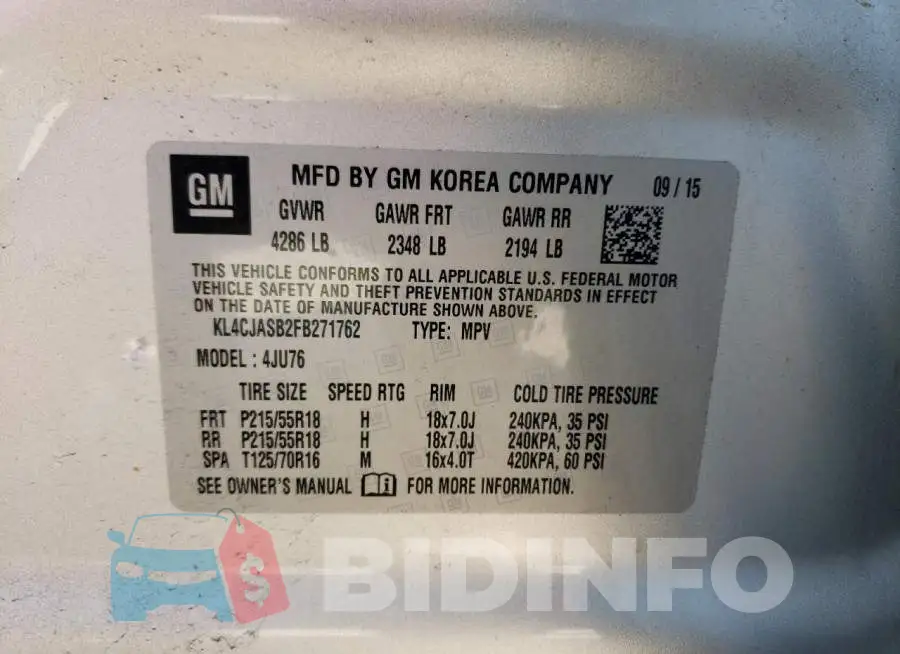 KL4CJASB2FB271762 Photo# 13