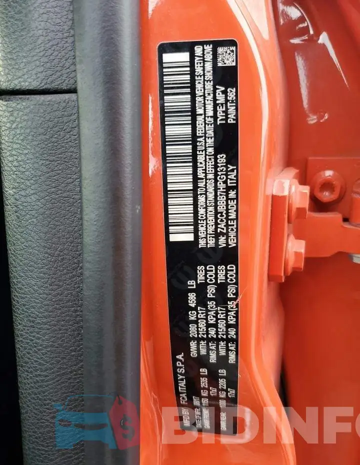 ZACCJBBB7HPG13193 Photo# 12