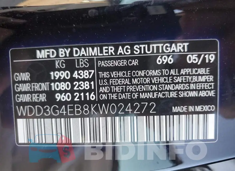 WDD3G4EB8KW024272 Photo# 12