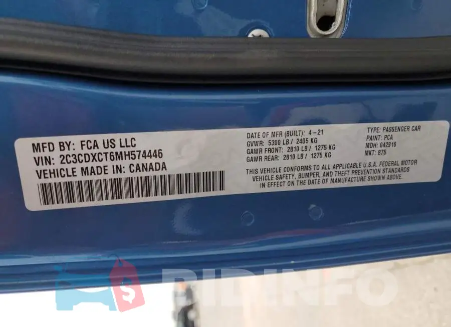 2C3CDXCT6MH574446 Photo# 13
