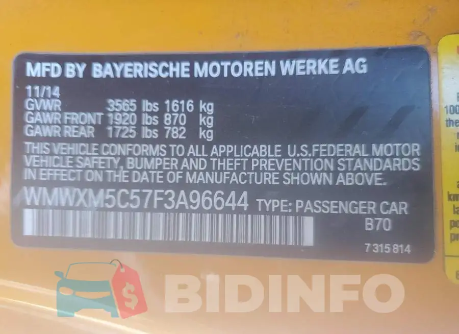 WMWXM5C57F3A96644 Photo# 12