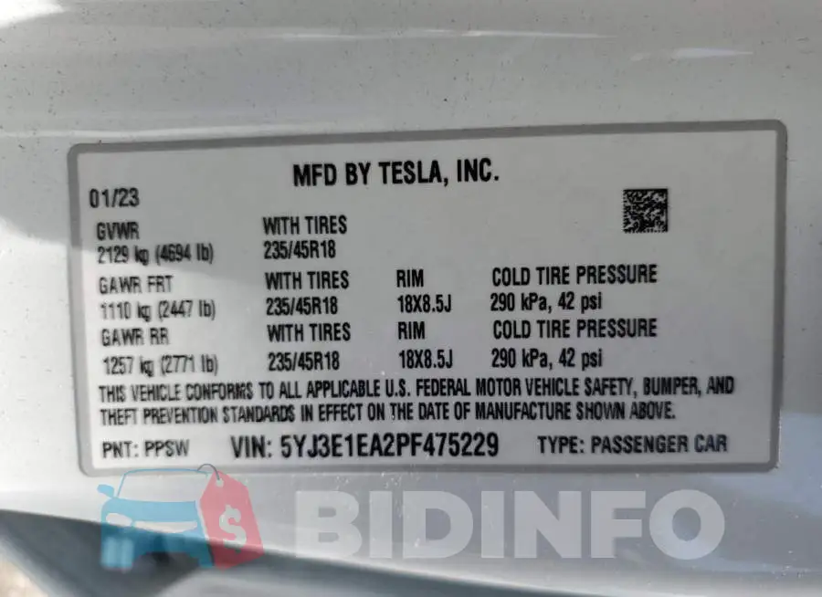 5YJ3E1EA2PF475229 Photo# 12