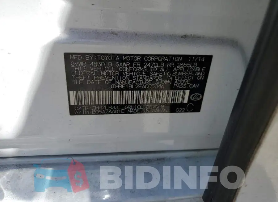 JTHBE1BL2FA005046 Photo# 12