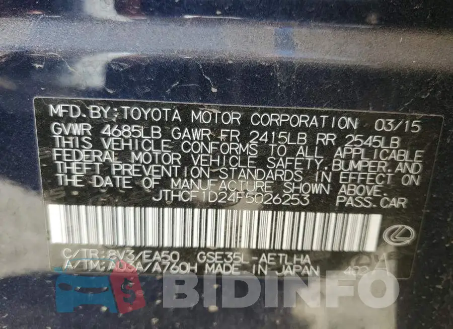 JTHCF1D24F5026253 Photo# 12