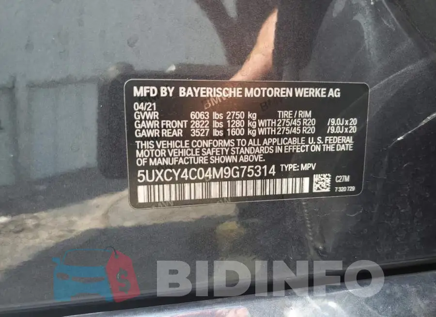 5UXCY4C04M9G75314 Photo# 13