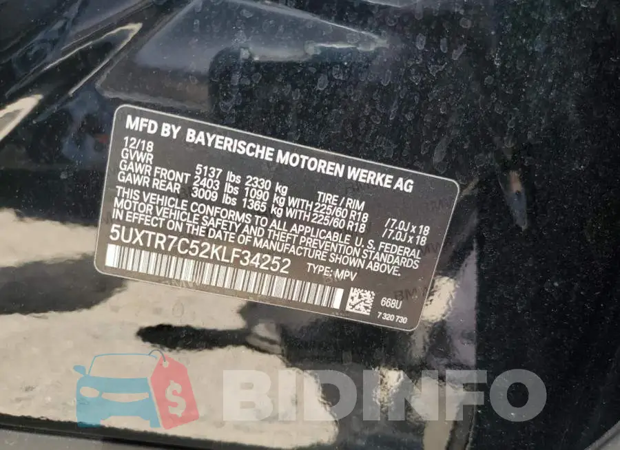 5UXTR7C52KLF34252 Photo# 12