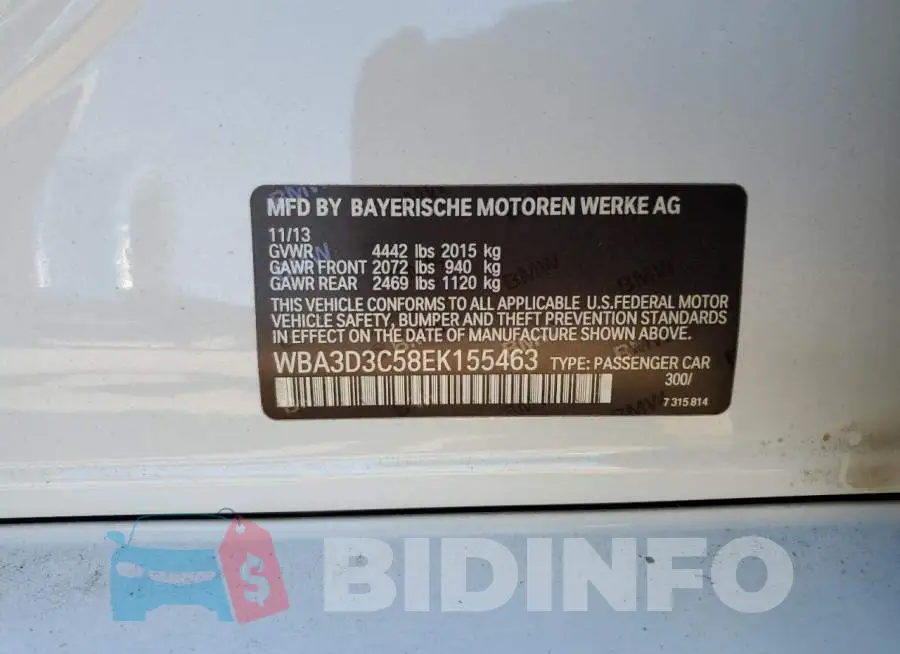 WBA3D3C58EK155463 Photo# 12