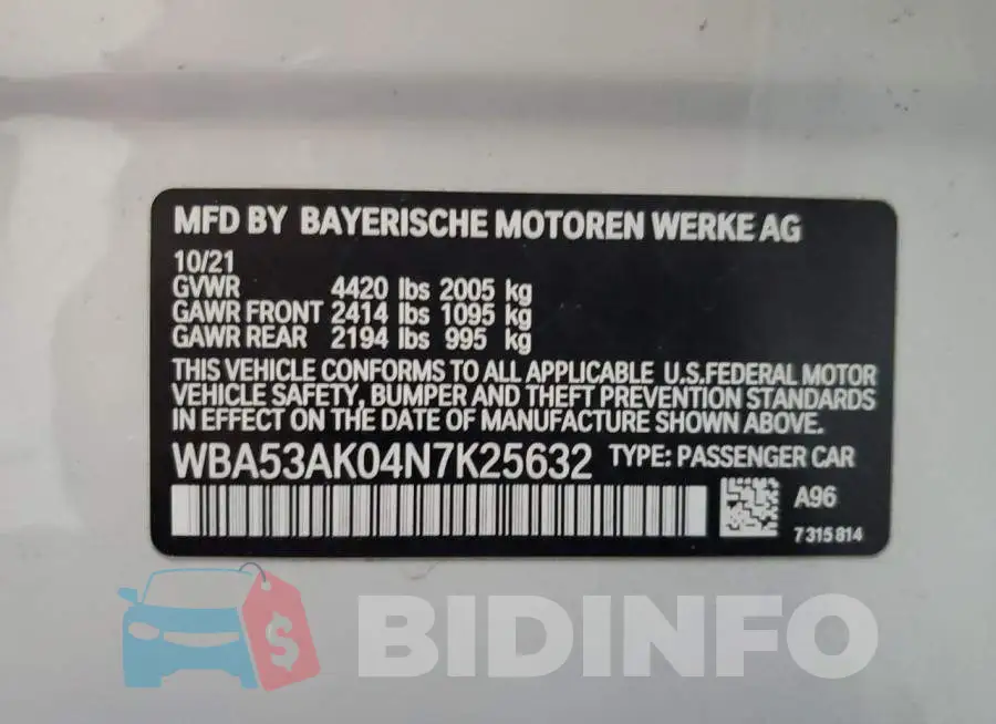 WBA53AK04N7K25632 Photo# 12