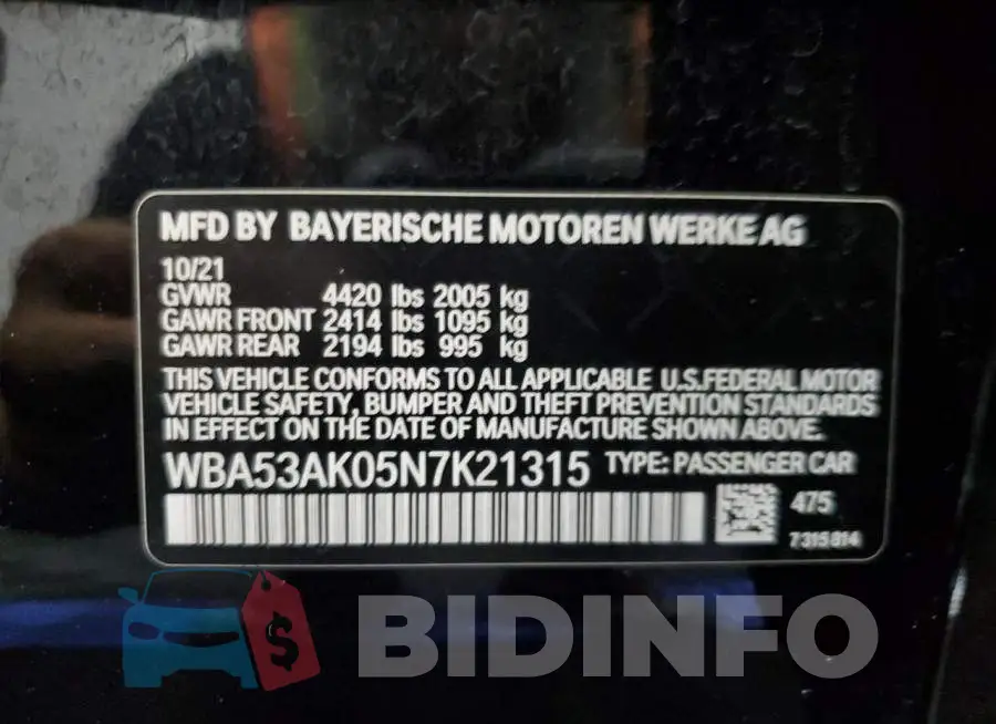 WBA53AK05N7K21315 Photo# 12
