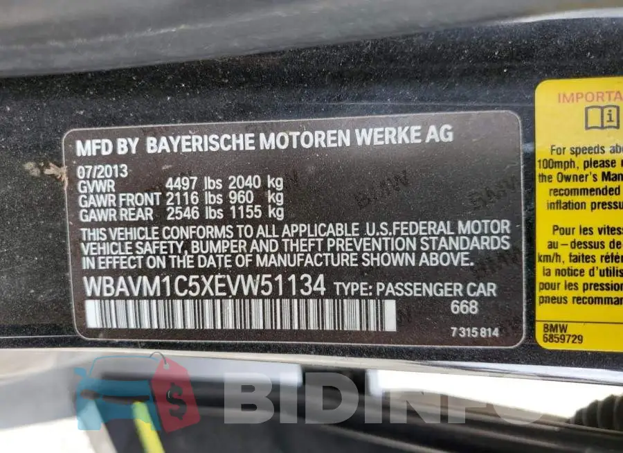 WBAVM1C5XEVW51134 Photo# 13