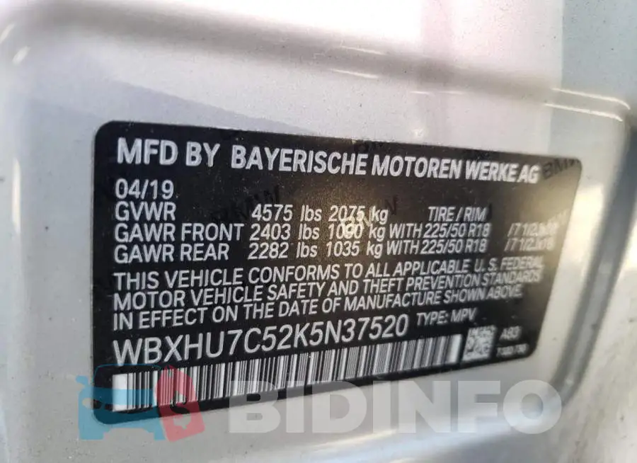 WBXHU7C52K5N37520 Photo# 14