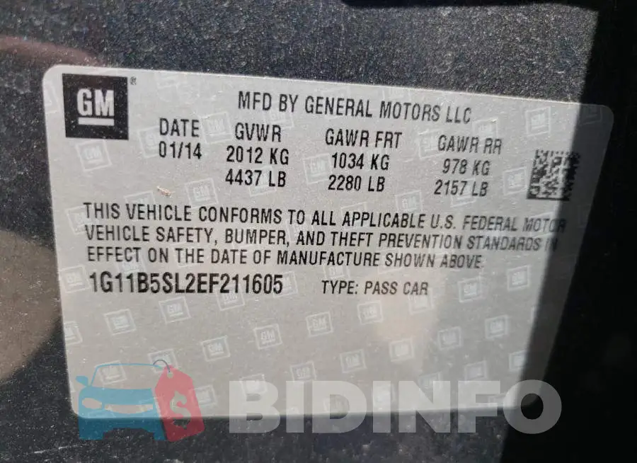 1G11B5SL2EF211605 Photo# 12