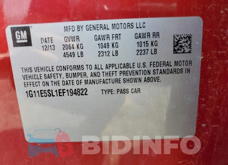 1G11E5SL1EF194822 Photo# 12