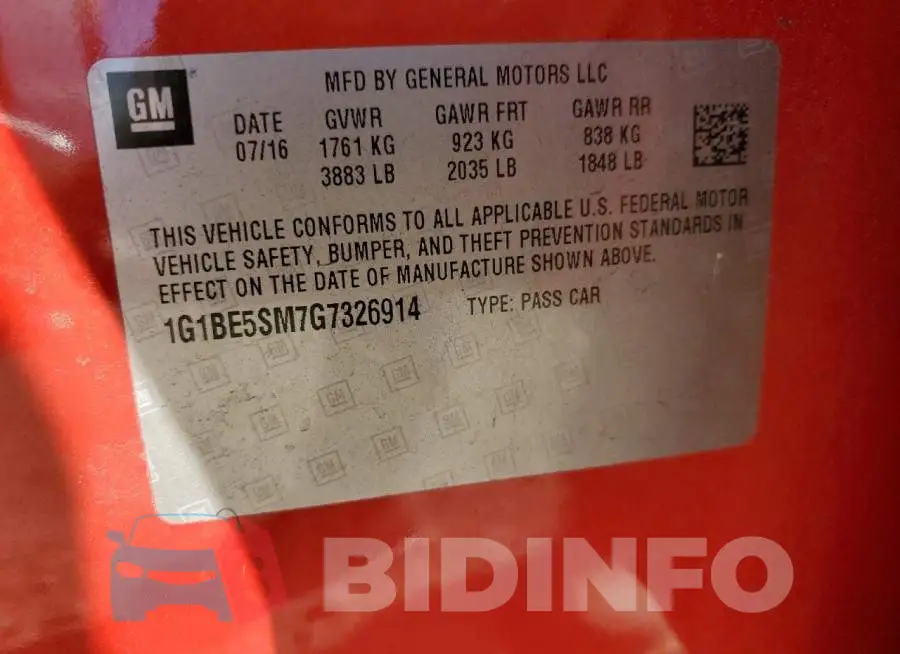 1G1BE5SM7G7326914 Photo# 12