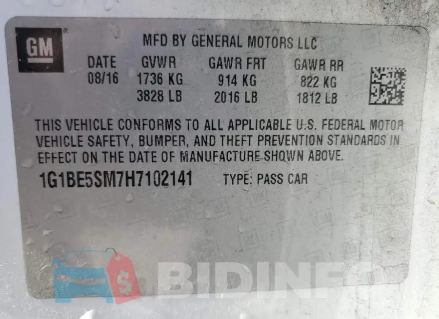 1G1BE5SM7H7102141 Photo# 12