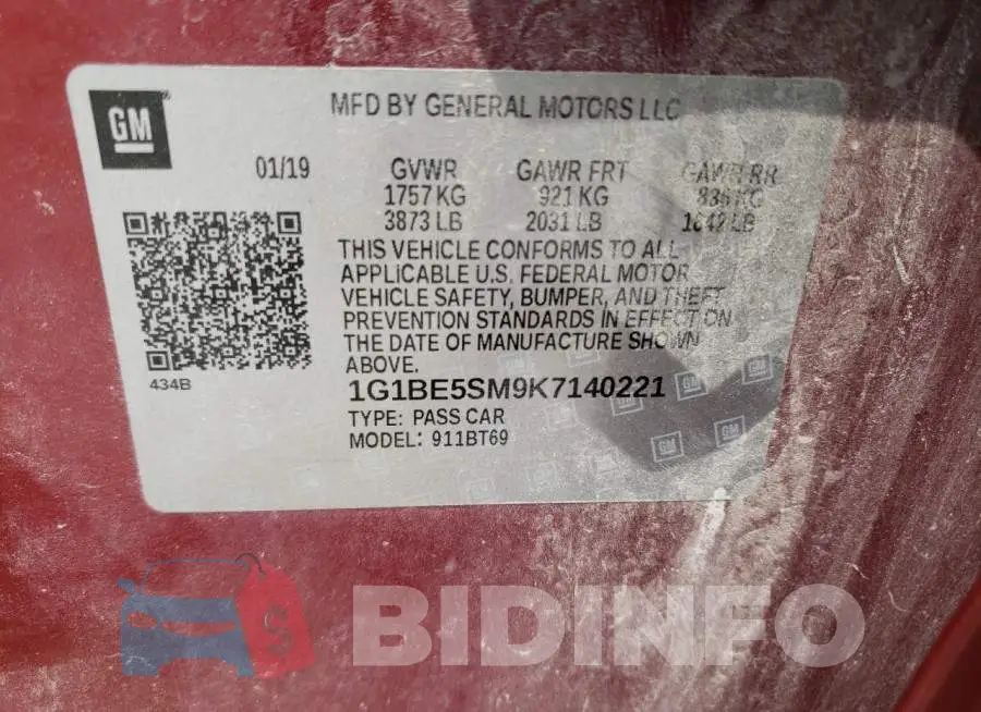 1G1BE5SM9K7140221 Photo# 12