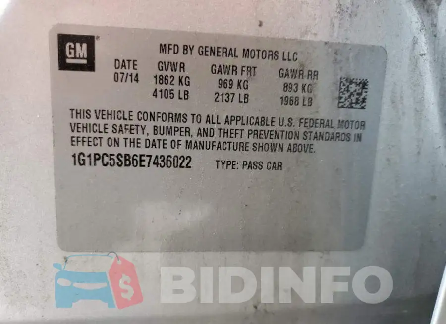 1G1PC5SB6E7436022 Photo# 12