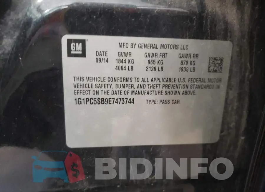1G1PC5SB9E7473744 Photo# 12