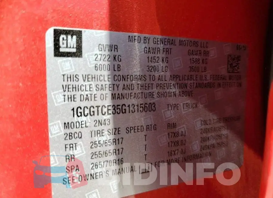 1GCGTCE35G1315603 Photo# 13