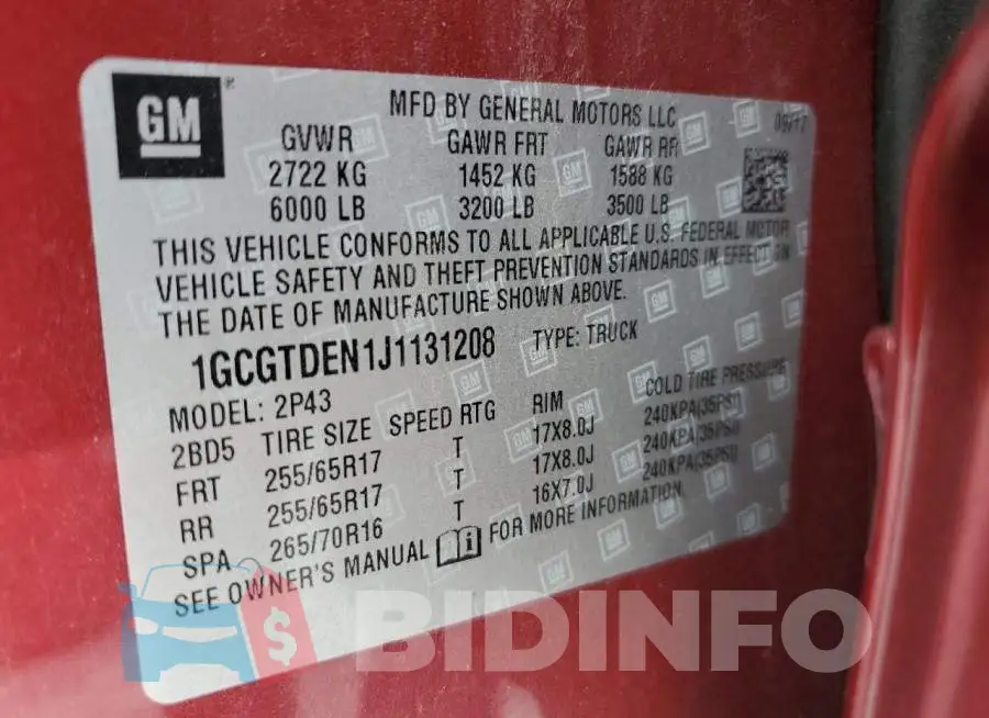 1GCGTDEN1J1131208 Photo# 12