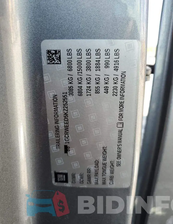 1GCRWEED5KZ252551 Photo# 12