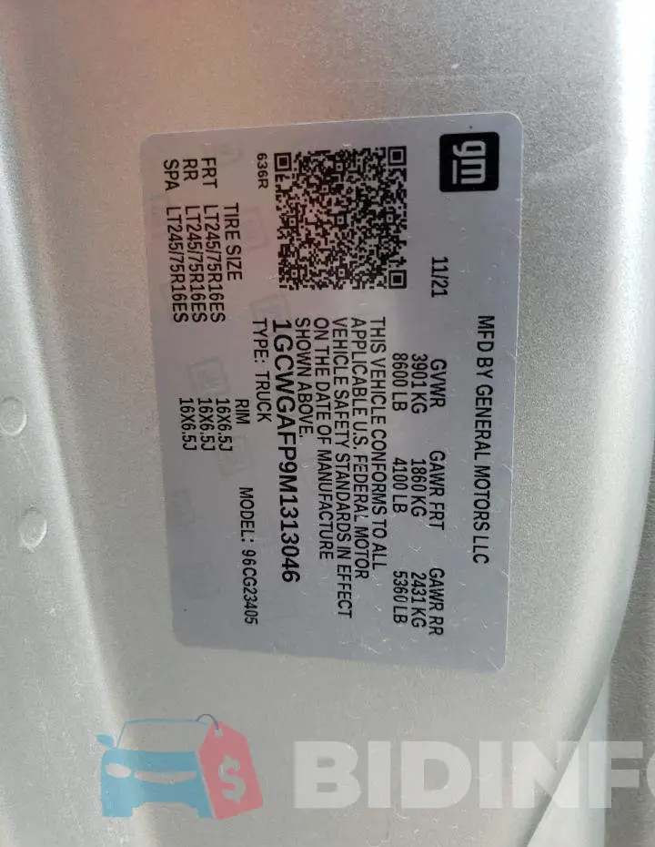 1GCWGAFP9M1313046 Photo# 13