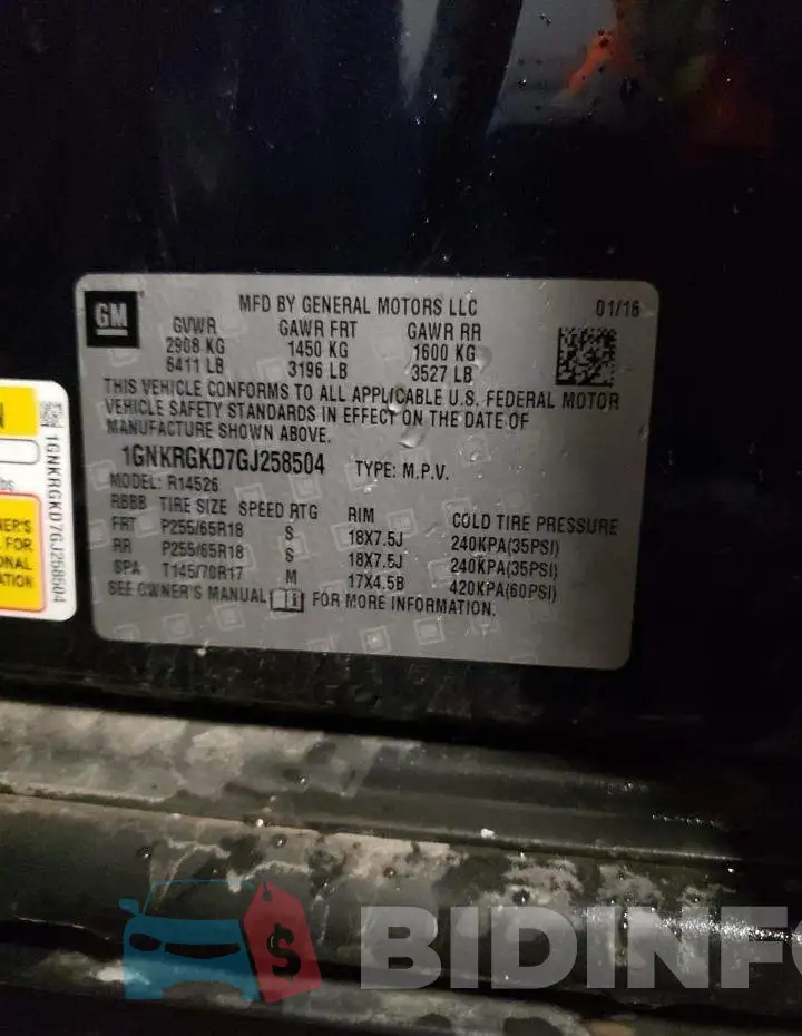 1GNKRGKD7GJ258504 Photo# 13