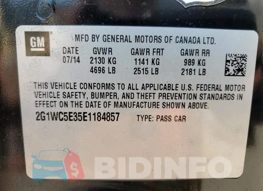 2G1WC5E35E1184857 Photo# 12