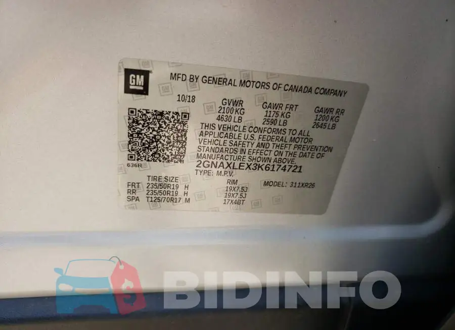 2GNAXLEX3K6174721 Photo# 13