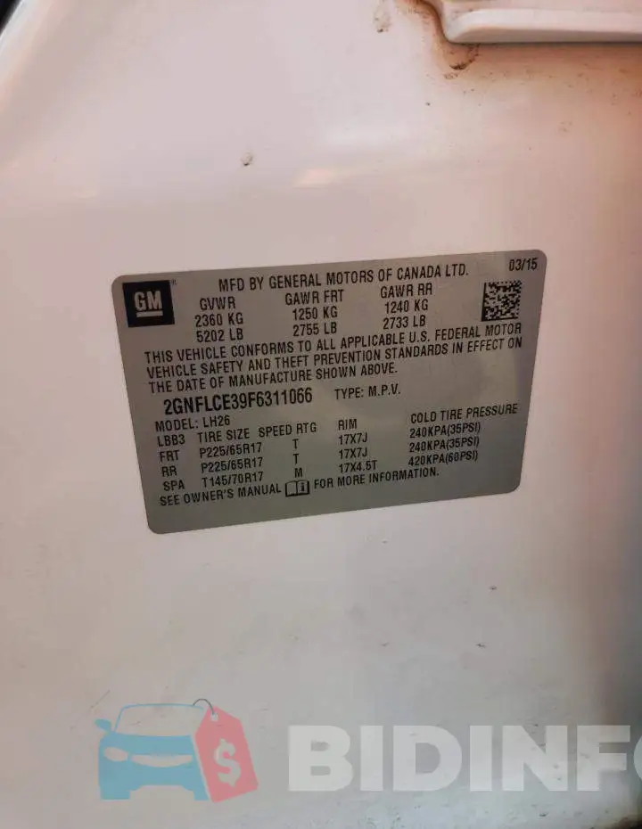 2GNFLCE39F6311066 Photo# 13