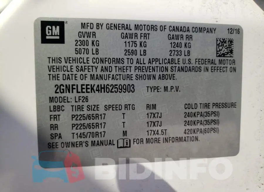 2GNFLEEK4H6259903 Photo# 12