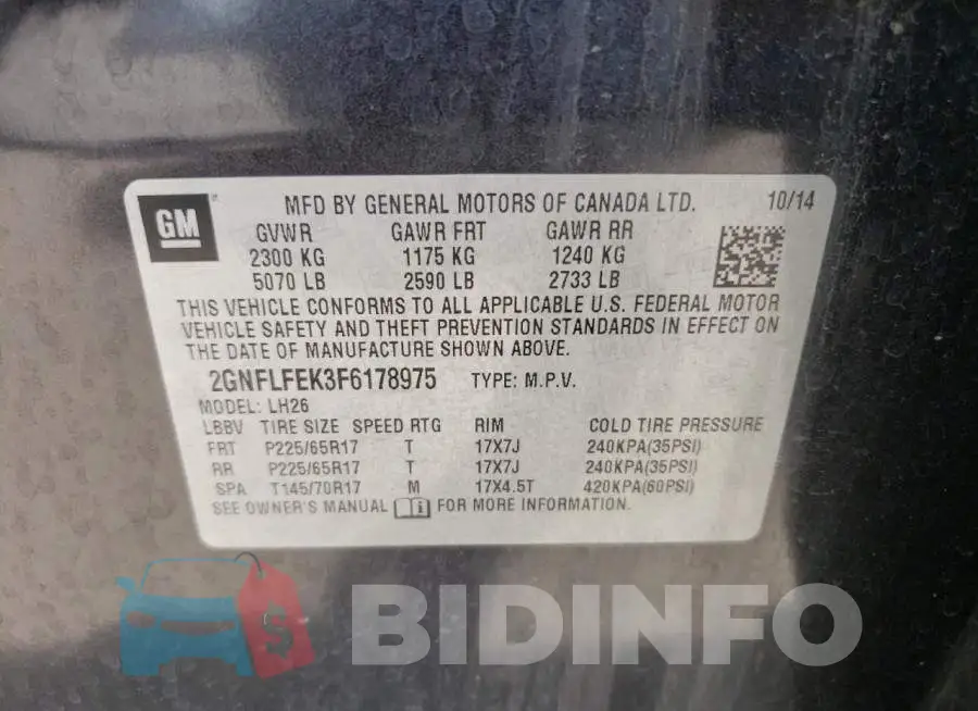 2GNFLFEK3F6178975 Photo# 13