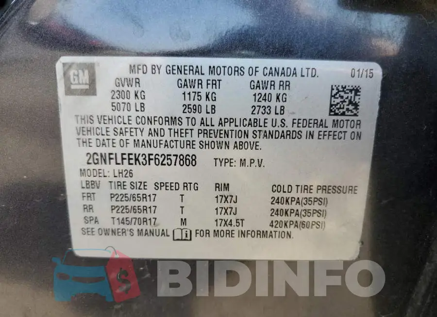 2GNFLFEK3F6257868 Photo# 13