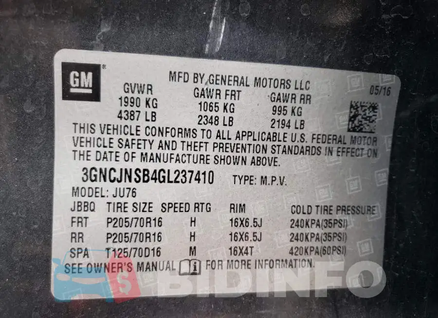 3GNCJNSB4GL237410 Photo# 12