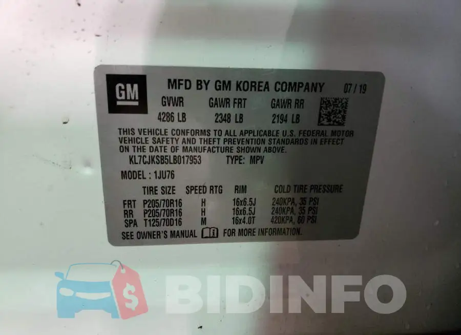 KL7CJKSB5LB017953 Photo# 13
