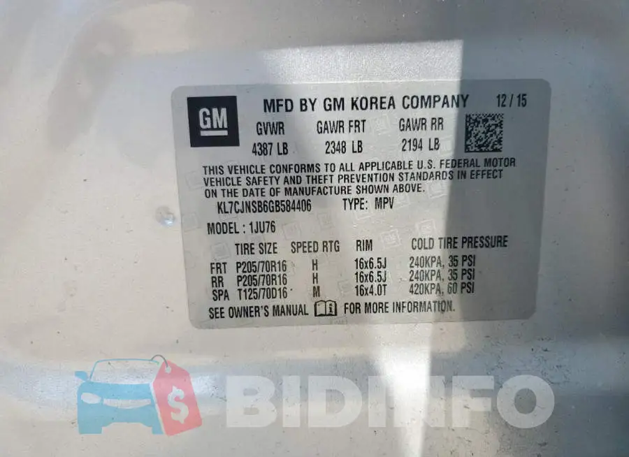 KL7CJNSB6GB584406 Photo# 12