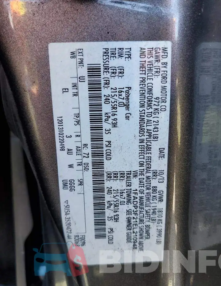 1FADP3F21EL210948 Photo# 12