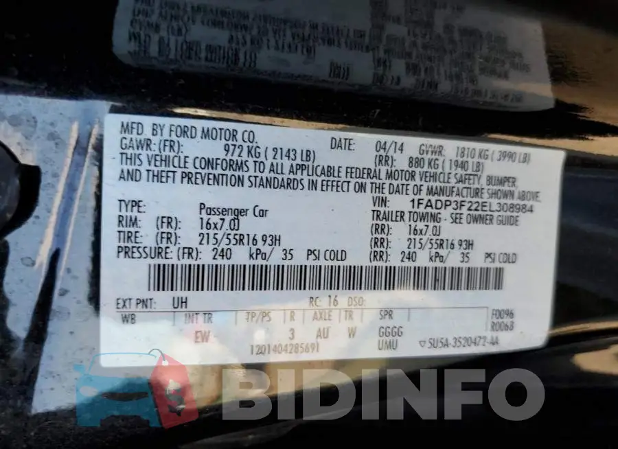 1FADP3F22EL308984 Photo# 13
