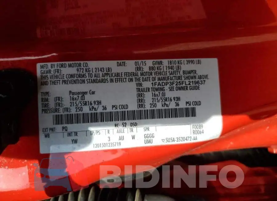 1FADP3F25FL219637 Photo# 13