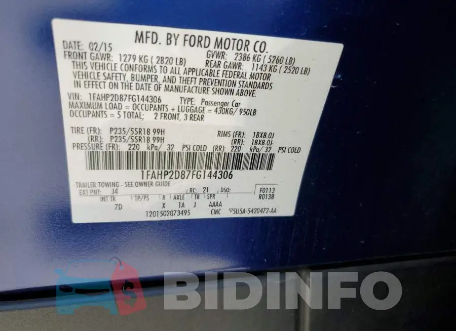 1FAHP2D87FG144306 Photo# 12