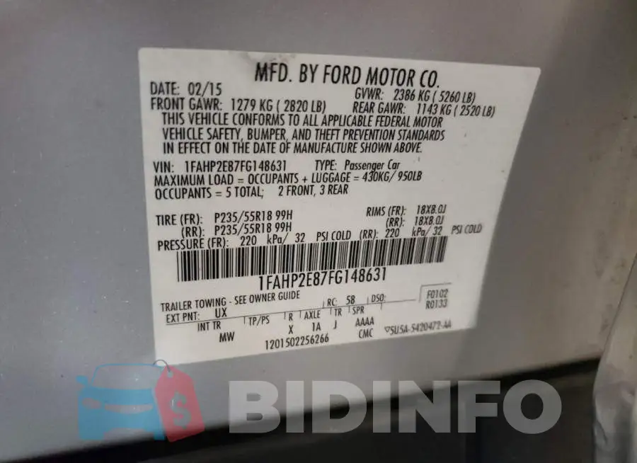 1FAHP2E87FG148631 Photo# 12