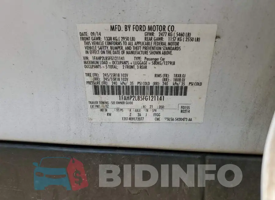 1FAHP2L85FG121141 Photo# 12